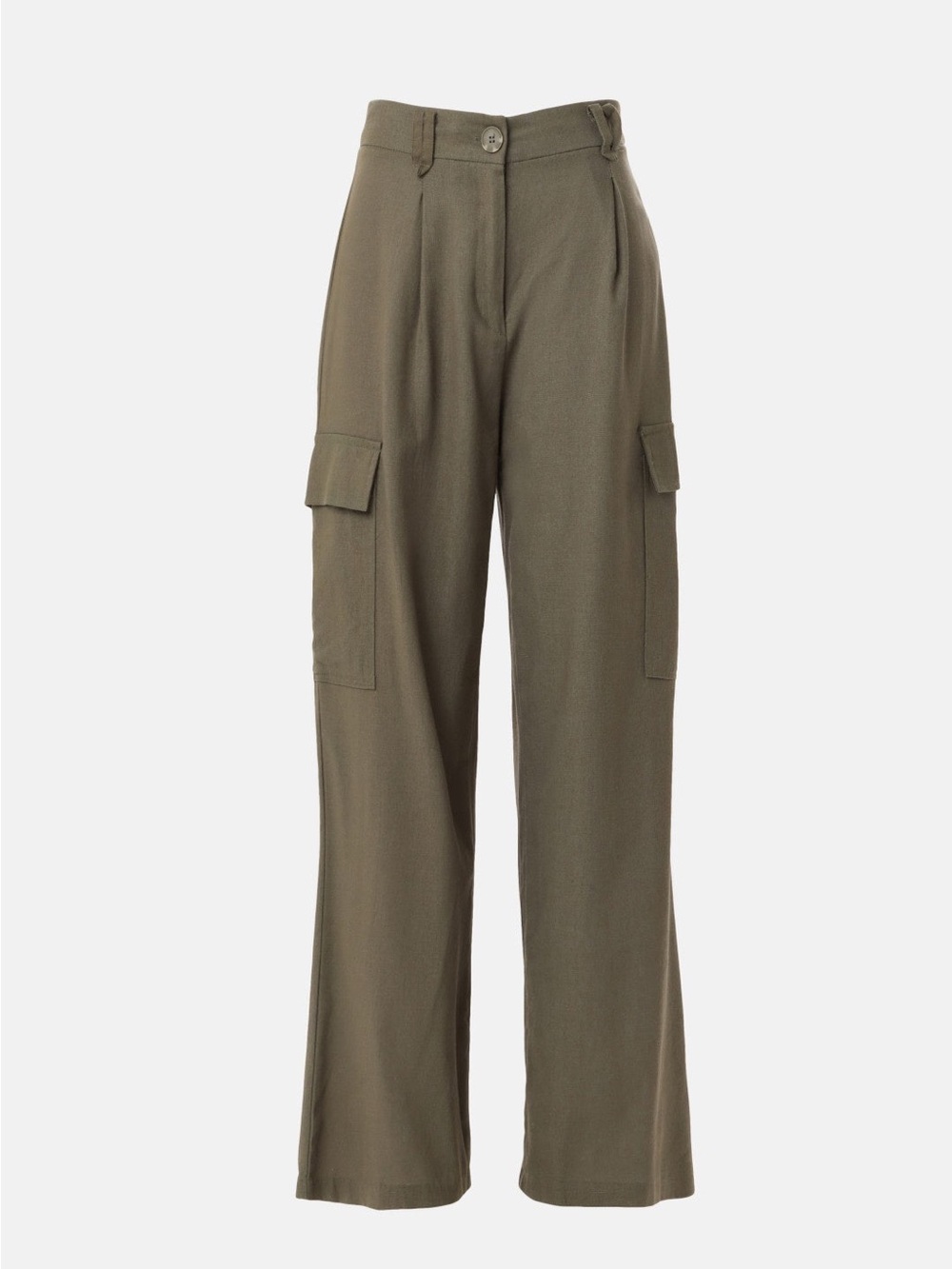 Olive Green Cargo Wide-Leg Pants